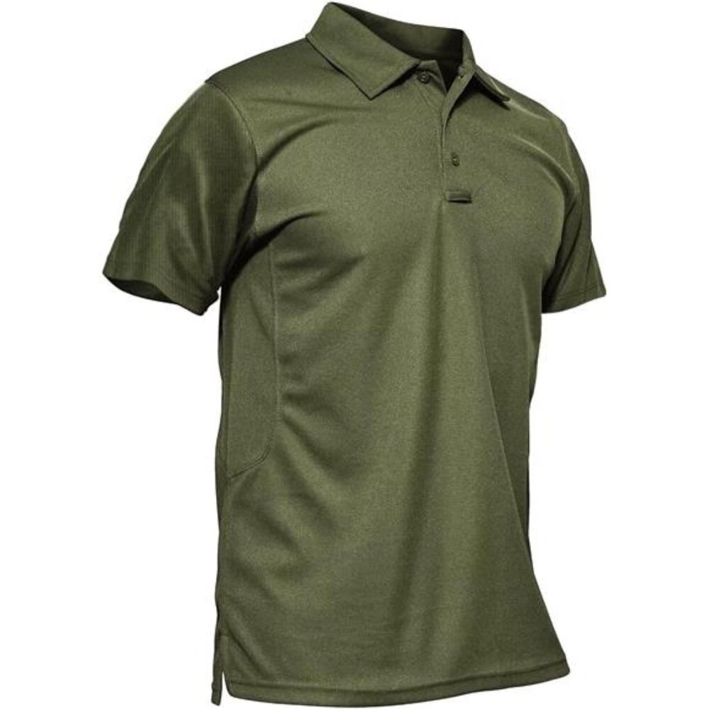 Men's Army Green Polo Shirt Quick Dry Performance‎ Short Sleeve Tactical Shirts